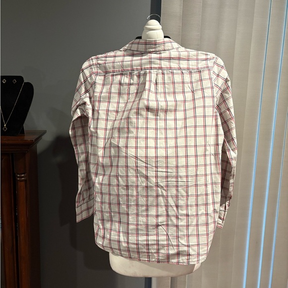 GAP Boys XXL Long Sleeve Red & White Plaid Button Up Lightweight Flannel Shirt - Picture 8 of 9